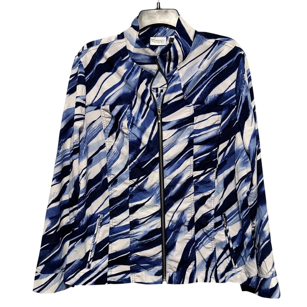 Zenergy Blue & White Patterned Lightweight Jacket